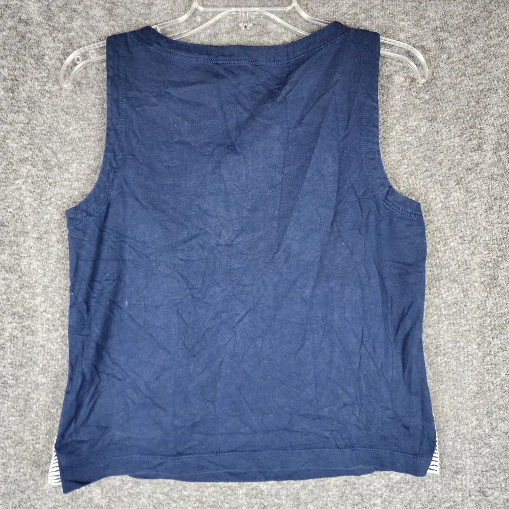 Lauren Ralph Lauren Tank Top Womens M Navy Blue Striped Side Panels EUC